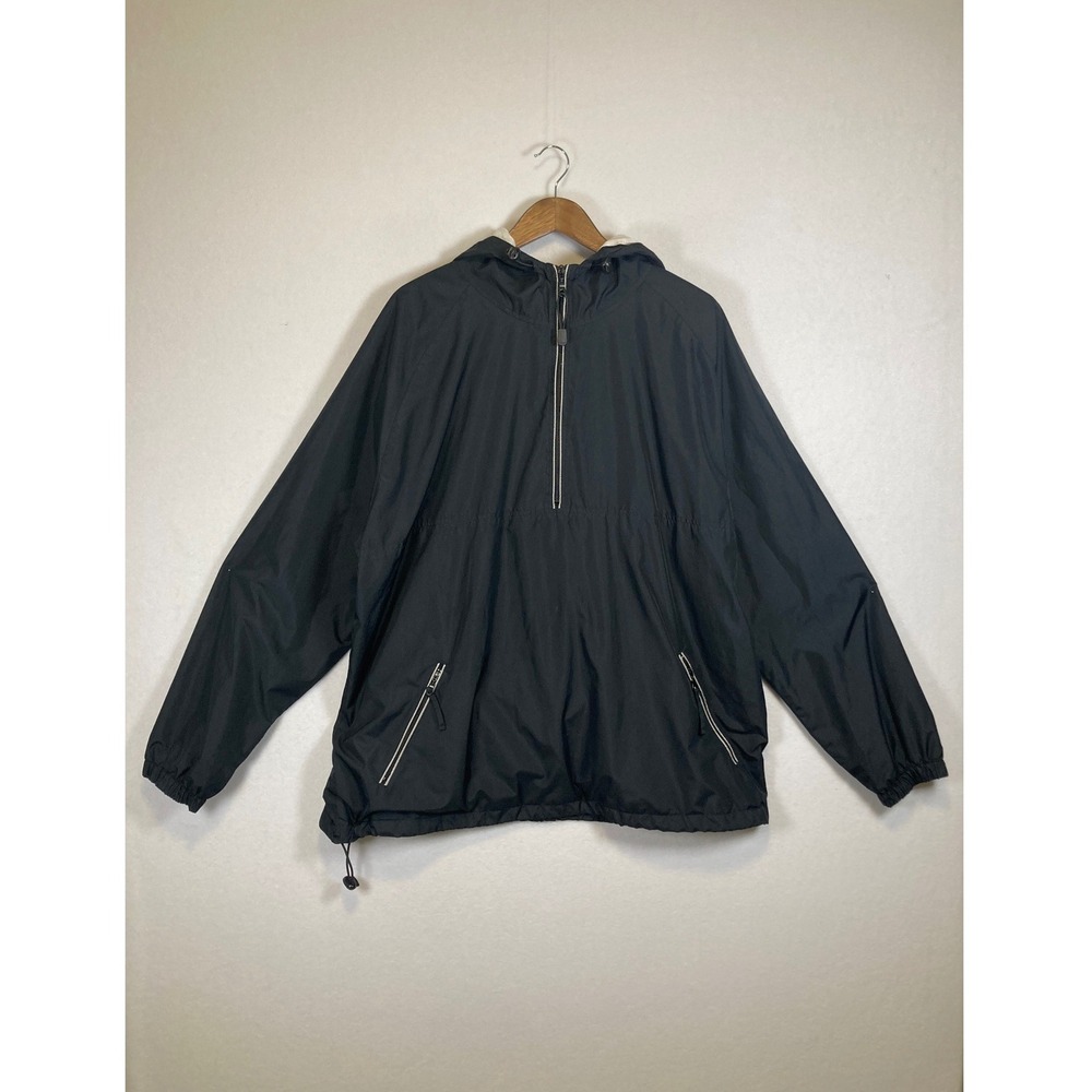 ProSpirit Windbreaker Jacket Mens XL‎ Black Quarter Zip Hooded Lined RN17730